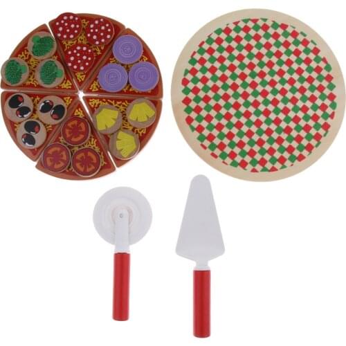 Simumaltion Wooden Sticky Pizza Kitchen Food Play Kids Pretend Play Toy