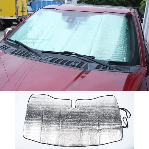 Front Window Sun Shade Visor Folding Auto Windshield Block Cover For Ford F150 2015+ Aluminum Foil