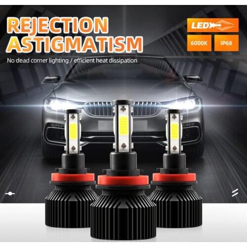 2pcs COB H8 H9 H11 9005 9006 H7 LED Headlight Lighting 5000 Lm 6000K Cool White High Low Beam Bulb 6000K White Car Light