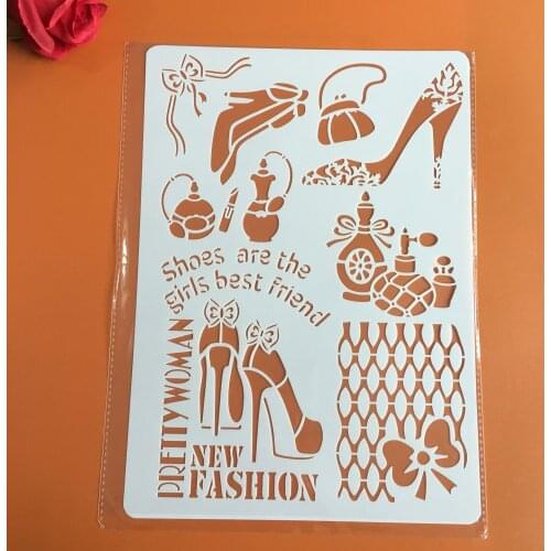 High heels Girls shoes A4 29*21cm DIY Stencils Wall Painting Scrapbook Coloring Embossing Album Decorative Paper Card Template