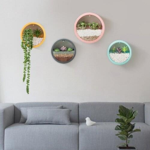 Modern Style Home Living Room Decoration Round Green Plants Wall Hanging Round Vase Bonsai Hanging Basket Flower Pot