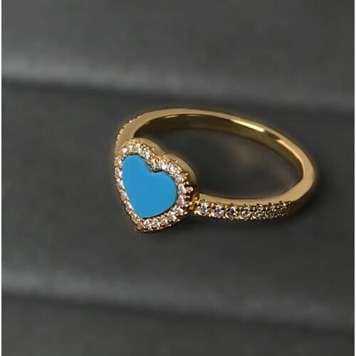UMGODLY Fashion Love Heart Ring Women France June New Green Blue UN APRES-MIDI A LA PlAGE Series Brand Jewelry Gift