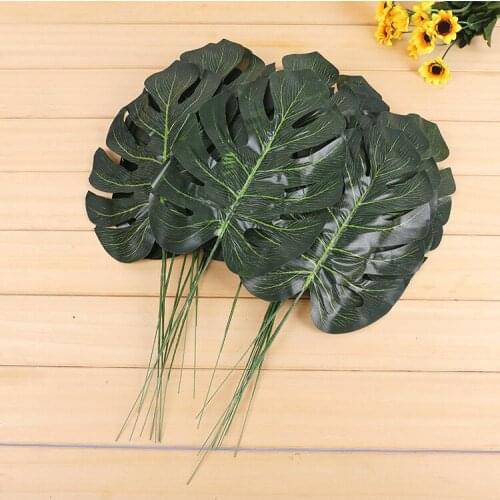 10pcs Green Artificial Turtle Bamboo Leaves Artificial Palm Leaves Artificial Plant Home Wedding Decoration Tropical Leaves