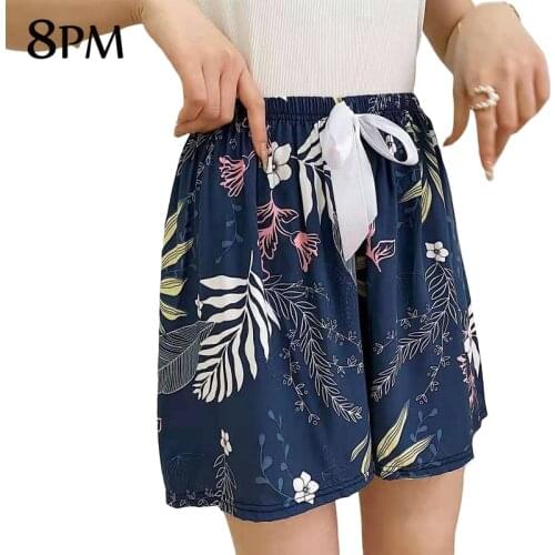 Women Pajamas Shorts Cotton Floral Printing Shorts Japanese Style Simple Beach Bottoms Loose Plus Size Home Pants Pijama ouc168