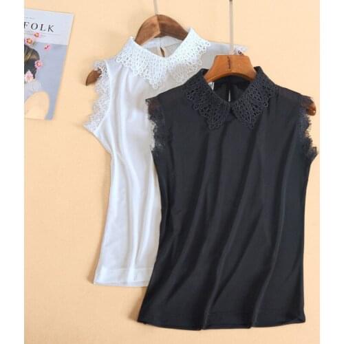 Lace Hollow Lapel Fake Collars Women Mesh Pullover Sweater Shirt Detachable Collar Girls Vest Cropped Tops Female False Collars