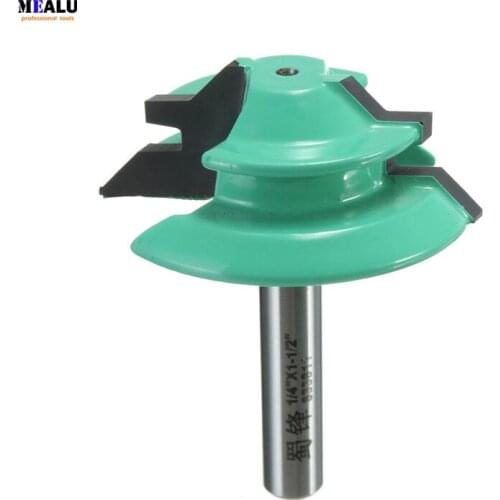1PC 45 Degree Lock Miter Router Bit 1-1/2" Diameter 1/4" Shank Green Wood Cutter for Woodworking Drilling Power Tools