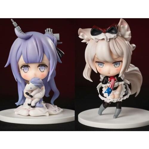 10cm Anime Game Figure Toys Azur Lane HMS Unicorn and Hamman Cute Q Version PVC Action Figure Toys Collection Model Doll Gift