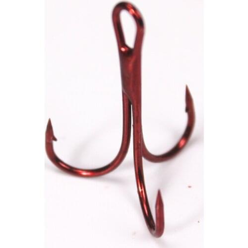 15 Pieces/Box 5001 Red Tweeter Hook Size 1-14# Carbon Steel Barbed Fish Hook Super Sharp Three Hook Sea Tool