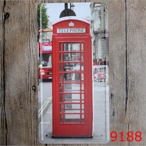 15x30cm London Phone Booth Metal Poster Vintage Tin Sign Bar Pub Home Wall Decoration Retro Metal Art Poster Crafts
