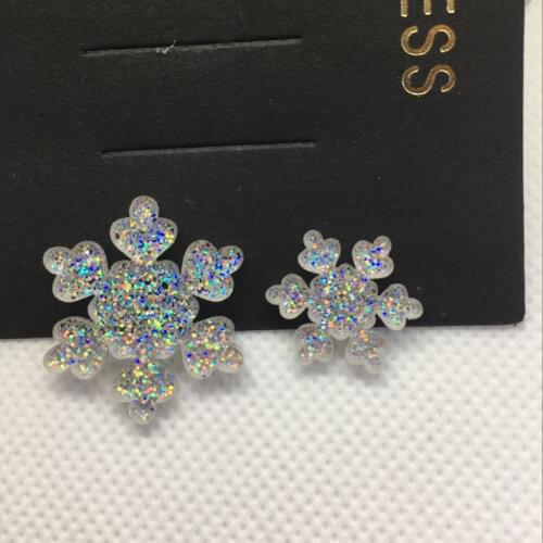 20pcs/40pcs Transparent Glitter Snowflakes Resin Flatback for DIY Christmas Hair Accessories Phone Decoration