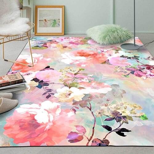 200*300cm Fashion Modern Fresh Abstract Watercolor Flower Pink Living Room Bedroom Bedside Carpet Floor Mat Customization