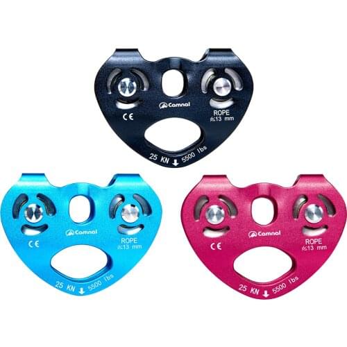 25KN Rope Cable Trolley Dual Pulley Rock Climbing Tree Arborist Rigging Tool