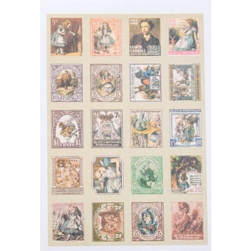 4pcs/lot New Vintage Alice series stamp paper sticker note sticker Decoration label DIY Dairy Deco School Office Supplies