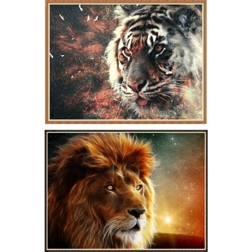 5D diamond painting full diamond new tiger and lion diamond mosaic embroidery decoration home decoration