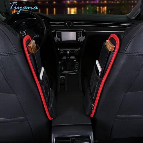 Car Seat Side Buckle Hanging Velcro Leather Sundries Storage Bag For Car Universal Multi Function Storage Mobile Phone ID Bag 5