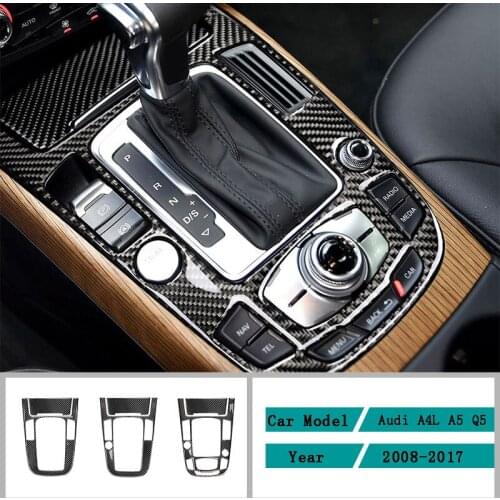 Carbon Fiber Car Accessories Interior Control Gear Box Shift Panel Modification Cover Trim Stickers For Audi A4L A5 Q5 2008-2018