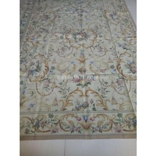Free shipping 10K 6'x9' Aubusson Design Handmade carpets needlepoint woolen rugs handmade rugs for home decoration