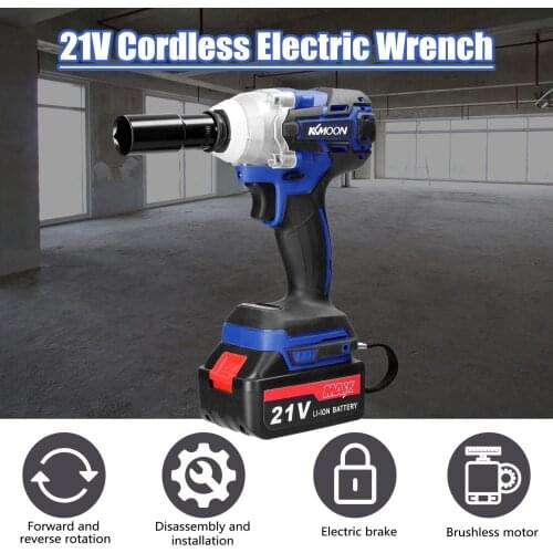 KKMOON 21V Cordless Electric Wrench Brushless Motor Stepless Speed Control High Torque Power Tool Practical Installation Device