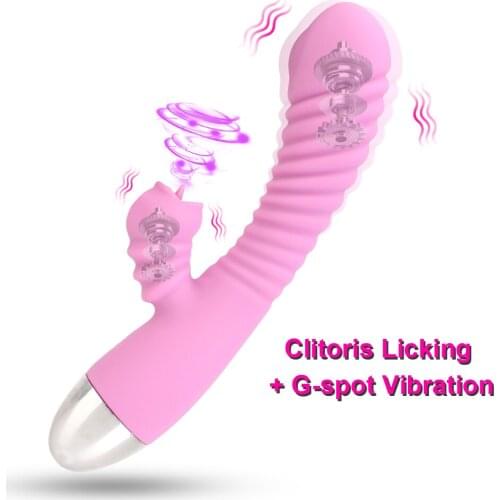 Safe Silicone Dildo Vibrator G-spot Massage 30 Speed Sex Toys for Women Tongue Licking Clitoral Stimulate Strong Vibration