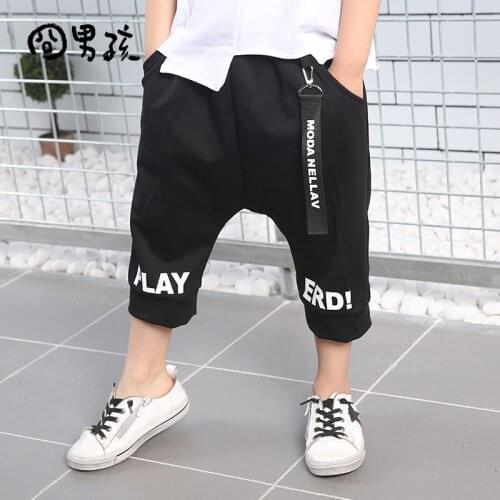 2019 new fashion Boy pants childrens wild wear trousers male kids summer fashion calf length boys hip hop clothing 2 3 4 6 8 Ys