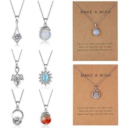 Meetvii Hot Waterdrop Natural Crystal Pendants Necklaces Stone Flower Dolphin Chains Necklace For Women Fashion Jewelry