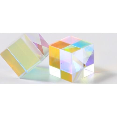 Dichroic Glass 40mm Optical Color Prism Six-sided Light K9 Crystal for Teaching Experiment Laser Cube Rainbow Glass Wholesale