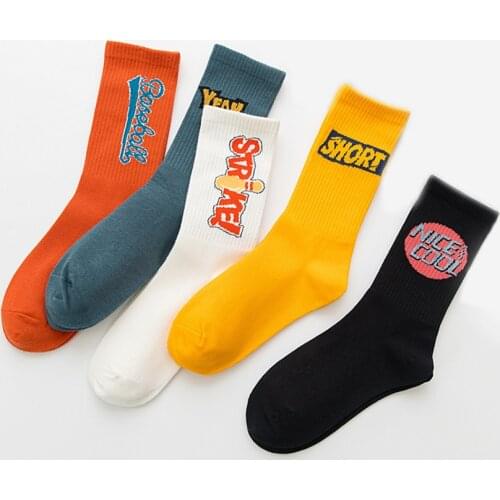 Funny Letter Pattern Cotton Socks Women Colorful Casual Crew Sock Cute Harajuku Happy Spring Summer Autumn Style 1Pack Size36-40
