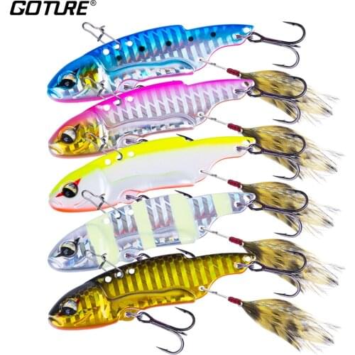 Goture 5pcs/set Metal VIB Fishing Lure Sinking Vibration Baits Hard VIB Swimbait for Freshwater Saltwater 62mm 17g or 70mm 25g
