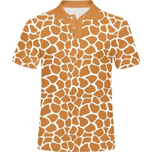 IFPD EU Size Polo T Shirts Mens Fashion 3D Polo Shirt Printing Giraffe Stripes Streetwear Plus Size 6XL Attire Mans Shirts