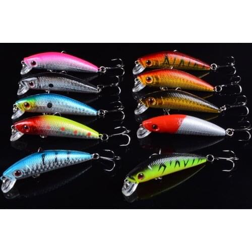 10Pcs 7cm 7.4g Artificial Hard Bait Laser Minnow Fishing Lure pesca hooks fish wobbler tackle crankbait With 3D Eyes