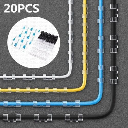 20PCS Cable Organizer Clips Cable Management Desktop & Workstation Wire Manager Cord Holder USB Charging Data Line Bobbin Winder