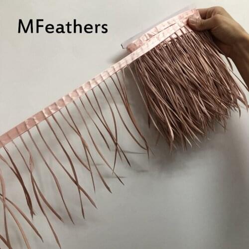 15-20CM 5 meter Leather Pink Single Goose Feathers Trims washed goose Lace Fluffy Dress/jewelry/Christmas/hat wedding decoration