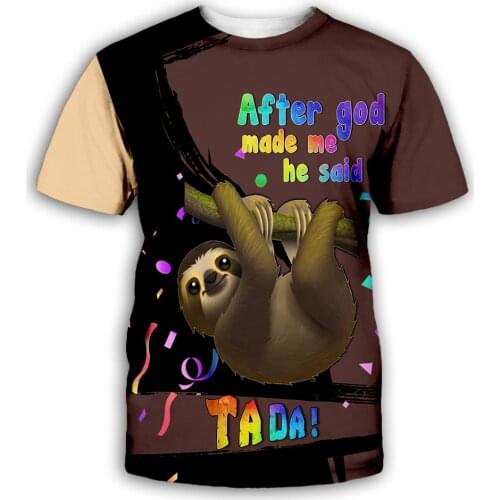 Sloth 3D All Over Printed t shirts women men Summer Funny Animal Tees Short Sleeve T-shirts Cosplay Costumes