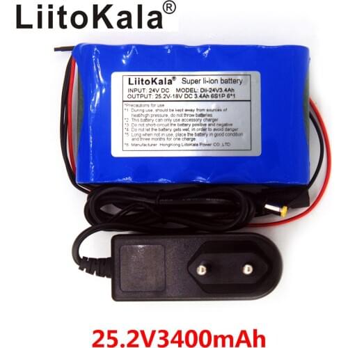 LiitoKala 24V 25.2V 3400mAh Lithium Li-ion Rechargeable Battery Pack Max 3A with built-in protection circuit board PCM