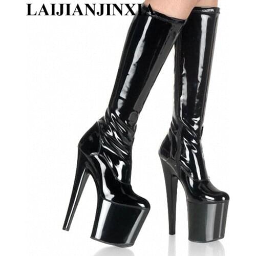 Fashion Boots 20cm High Heel Long Boots Sexy Boots Pole Dancer Sexy High Heeh Shoes Lace-up Sexy Models Boots Shoes
