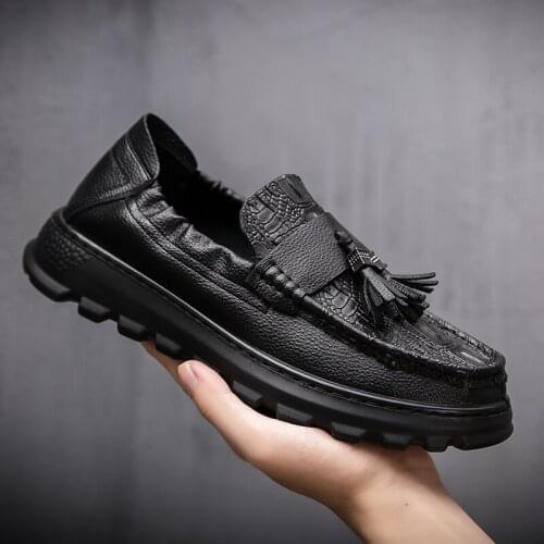 Mens shoes leather luxury designer spring Mocha shell mens Suede free casual shoes mens flat shoes light driving shoes E37-44