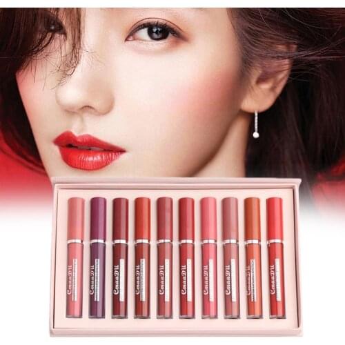 10 Sets Matte Lipstick Set Makeup Lipstick Sexy Lip Makeup Lip Moisturizer Glosses Waterproof Glaze Natural Velvet X5J8