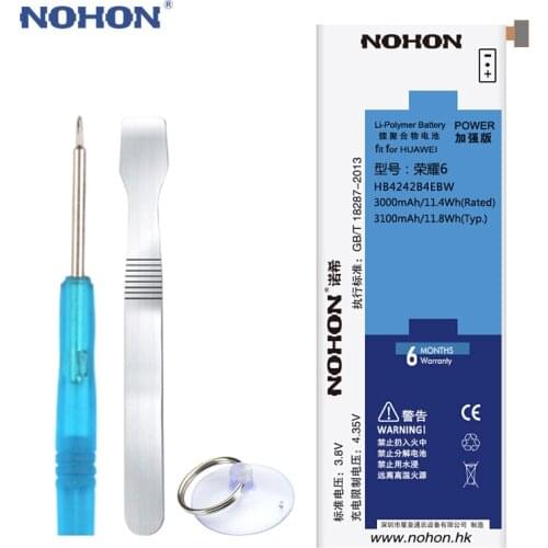 NOHON For Huawei Honor 6 8 9 Lite 6X 5X 4X Battery P9 P10 Replacement HB366481ECW HB4242B4EBW HB386483ECW Phone Batteries