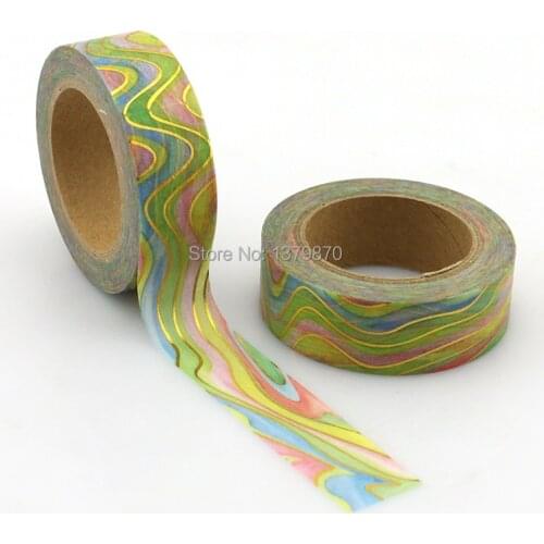 NEW 15mm*10M Foil Washi Tape Watermark Rainbow color - High Quality Paper Adhesive Tape Golden Sticky Paper Tape Masking Tape