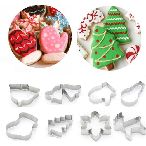 New Christmas Cookie Cutter Stainless Steel Biscuit Mold Baking Tool Xmas Theme Snowflake Santa Claus Gingerbread Man Cake Mould