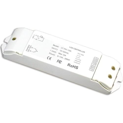 New 0-10V 1-10V LED Dimming Driver;DC12V-24V Input;12A*1CH 244W Output PWM Dimmable Power Drive