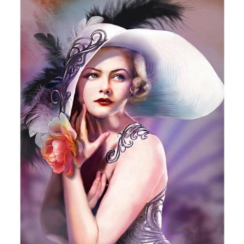 Full square diamond painting hat woman embroidery mosaic art diamond dotz rhinestone picture puzzle drawing wall decor stickers