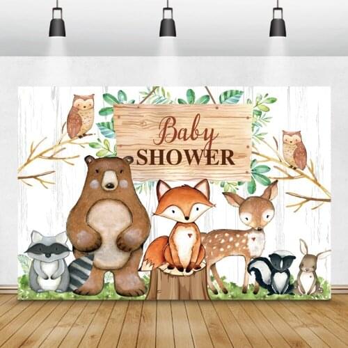 Baby Shower Cartoon Jungle Animal Party Photo Backdrop Children Birthday Pottrait Custom Photography Background Family Photocall