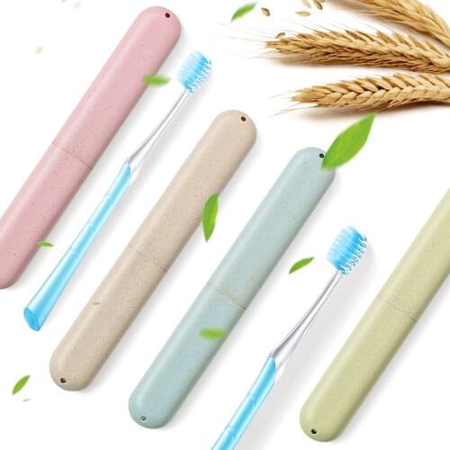Portable Travel Toothbrush Box Wheat Straw Toothbrush Tube Cover Case Dustproof Health Tooth Brushes Protector