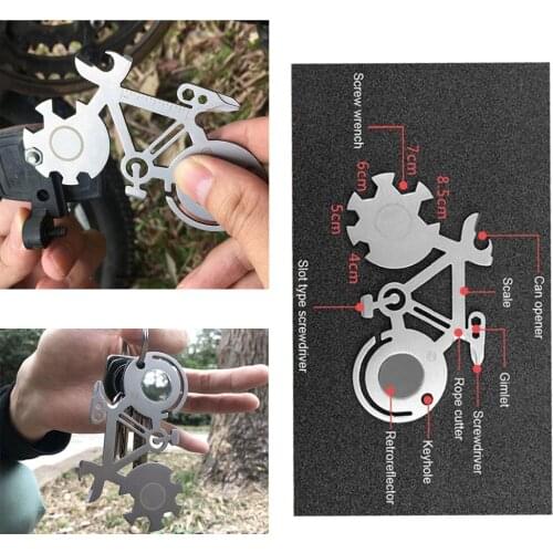 Portable 10 in 1Multifunction Mountain Bike Tool Rope Cutter Screwdriver Reflector Mirror Outdoor Camping Survival Tools