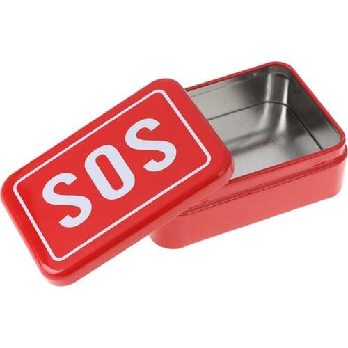Portable SOS Tin Medicine Pill Storage Case Lid Container For Outdoor Survival Gear Kits Set First Aid Pill Box First-aid Kit