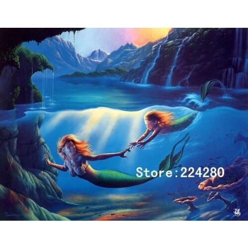 Mermaid Mother Underwater World Needlework,Cross stitch,14CT Unprinted Embroidery kits Cross-Stitching,DIY Handmade Decor