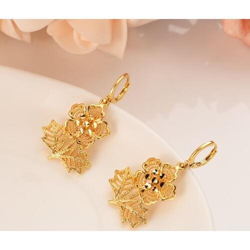 Earrings For Women Fashion Jewelry Gold Color african Arab Earrings Body Jewelry Flower Pendant as women girls kids Gift