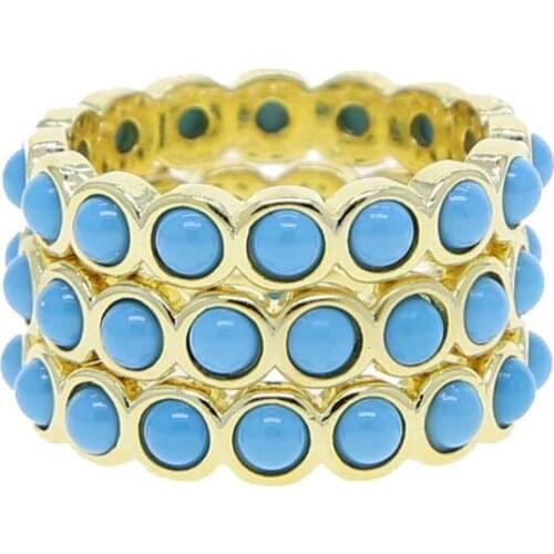 Stack Stacking Blue Stone Full Finger Eternity Band Ring Wholesale