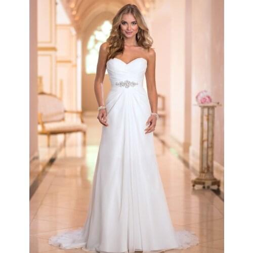 Wedding Dress Long Tailing White Tube Top Sleeveless Chiffon Evening Dress Elegant